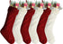 Unique Burgundy and Ivory White Knit Christmas Stockings, Pack of 6, 18"
