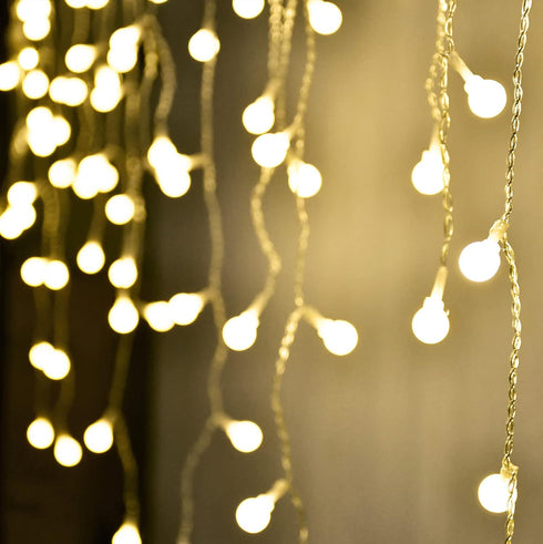 13ft 96 YOLIGHT Fairy Curtain Lights, USB/Battery Powered Ball Icicle Light LED Globe String Hanging Lights for Bedroom