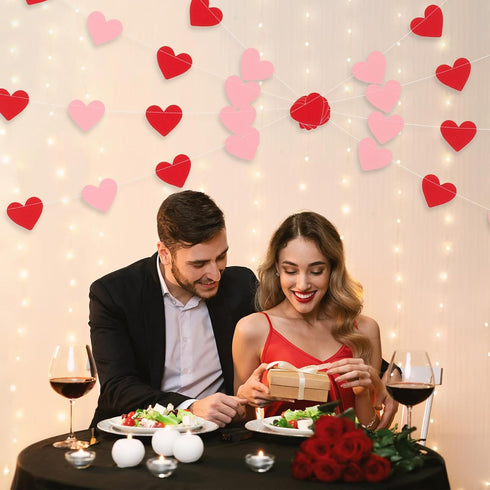 Whaline 4 Pack Heart Garland Banners, Valentine's Day String for Wedding, Party, Home Decorations