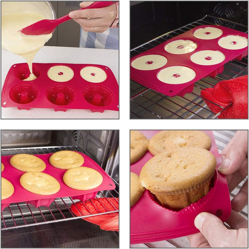 Webake Non-stick Silicone Mini Tube Cake Baking Pan, Fancy Fluted Tube Cake Pan, Pack of 2