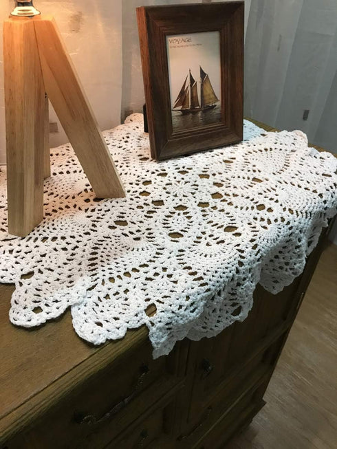 Damanni Cotton Handmade Crochet Lace Tablecloth Doilies - Round, White, 20 Inch, 2PC
