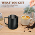 Milk Frothing Pitcher, 12oz Stainless Steel Cup with Clear Scale, Cappuccino Accessories for Barista Coffee Bar