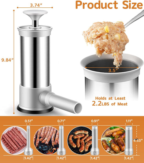 Usluole 2025 w/4 2.2LBS Sausage Stuffer Machine Vertical Sausage Maker, New Stainless Steel Homemade Sausage Maker