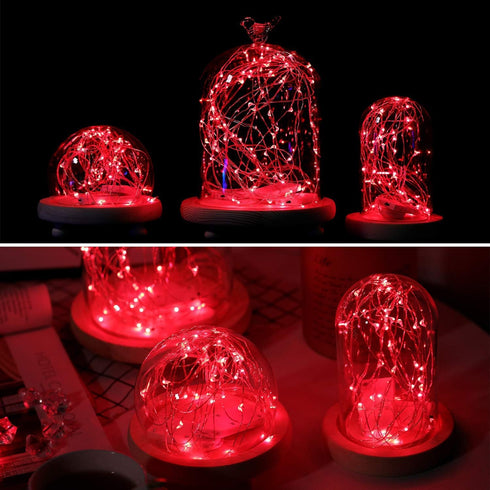 YKB 6 Pack Red LED Fairy String Lights with 20 Mini LEDs on 6.6FT/2M Copper Wire for Holiday Wedding Decorations