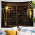 Kanora Vintage Bookshelf Wall Hanging - Study Room Picture Tapestry Retro Bookshelf Wall Art Library Bohemian Hippie