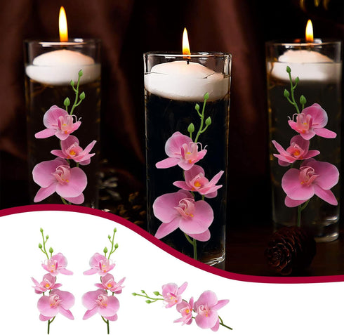 ARDUX 12 Pieces Artificial Flowers for Floating Candles, Mini Artificial Orchid Flower Vase Fillers for Wedding Dining