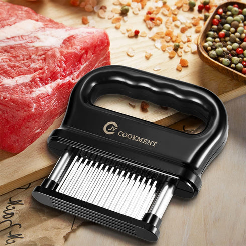 JY COOKMENT Meat Tenderizer with 48 Stainless Steel Ultra Sharp Needle Blades, Kitchen Tool for BBQ, Marinade