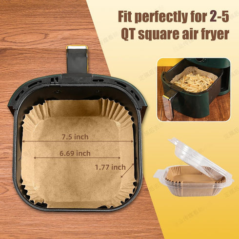7.5 Inch Air Fryer Parchment Paper Liners, 150 Pcs Non-stick Disposable Liners for 2-5 QT Frying, Baking
