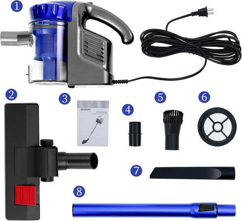 Corded Vacuum Cleaner, 17KPa Powerful Suction, 600W Motor, 4 in 1 Lightweight Handheld Stick Vacuum