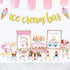 Ice Cream Bar Decor Kit, Summer Ice Cream Sundae Bar Glitter Banner, Food Labels for Party Supplies