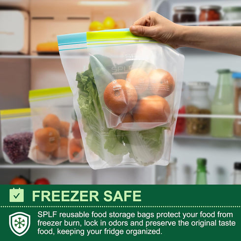 SPLF 12 Pack Reusable Gallon Freezer Bags, BPA Free Leakproof Food Storage Bags for Meal Prep