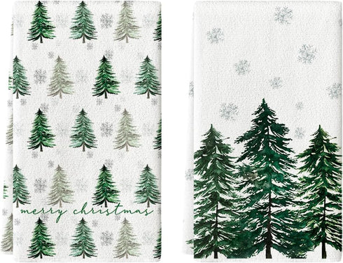 Artoid Mode Green Xmas Tree Merry Christmas Kitchen Towels Dish Towels, 18x26