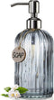 JASAI 18 Oz Kitchen Soap Dispenser - Vertical Stripes with 304 Rust Proof Stainless Steel Pump, Refillable for