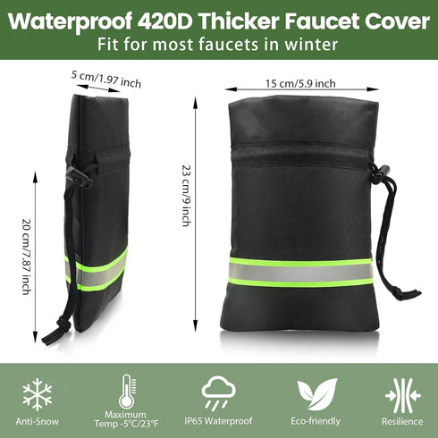 4 Pack 9" 5.9" 420D Outdoor Faucet Covers for Winter Freeze Protection, H x W Outside Hose Bib Covers for Winter