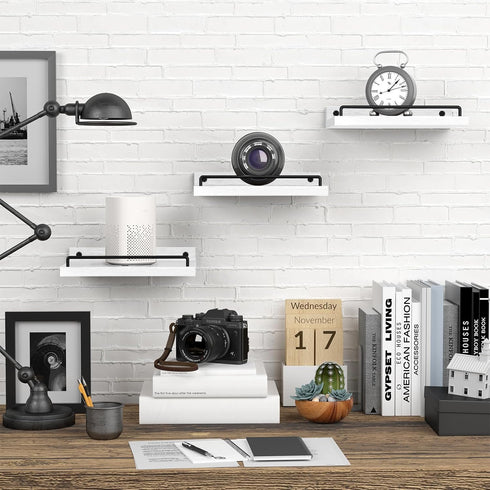 6X9 Inches Set 3 RYOFOBETTO Small Floating Shelf, Farmhouse Wall Shelves for Living Room, Bedroom, Picture Frames