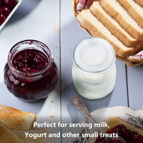Encheng 7 oz 40 Pack Glass Yogurt Container With Lids, Clear Glass Jars With Lids(PE),Replacement Glass Pudding Yogurt