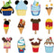 12PCS Summer Mouse Cruise Door Magnets, Cute Ice Cream Stickers for Fridge, Car Door, Whiteboards