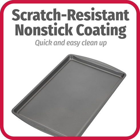 GoodCook Dishwasher Safe Nonstick Steel Cookie Sheet, Set of 2, 11'' x 17'', Gray, Silver