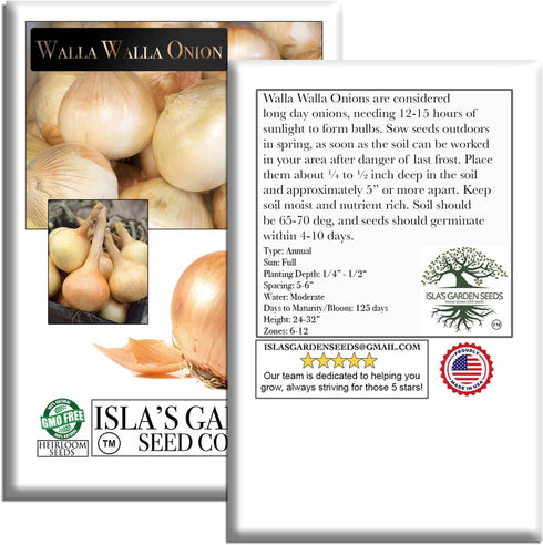 300+ Bulbs Walla Walla Sweet Spanish Onion Seeds (Allium cepa) Non-GMO Heirloom Seeds by Islas Garden Seeds, Extra