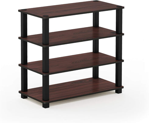 Furinno Turn-S-Tube 4-Tier Shoe Rack, Dark Cherry/Black