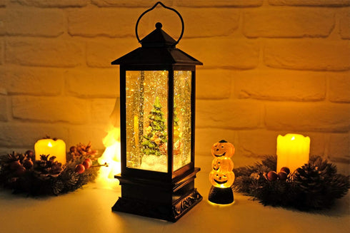 12" Christmas Musical Snow Globe Lantern by Eldnacele - USB Battery Operated with Santa Claus