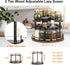 Vigdit 2Tier Adjustable,12'' Countertop,Dining Turntable Lazy Susan Organizer Spice Rack, Wooden Spinning Revolving