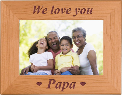 CustomGiftsNow Engraved Wood Picture Frame We Love You Papa (4x6 Horizontal)
