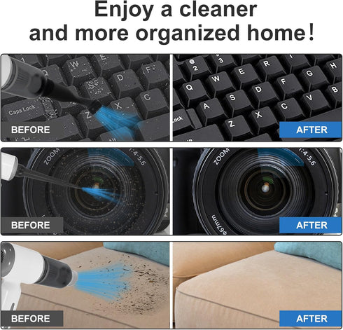 Mini Cordless Car Vacuum Cleaner, Portable 3 in 1 High Power Suction 9KPa, USB-C Charging for Car Home & Office