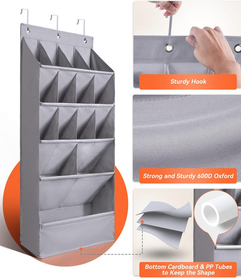 1 Pack Closet 15 FENTEC Over-the-Door-Shoe-Organizers,Hanging Organizers with Large Pocket Shoe Holder Hanging Shoe
