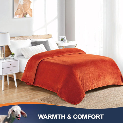 Walensee Fleece Blanket Plush Throw - Twin Size 60x80 Orange, Super Soft Microfiber Flannel for All Seasons