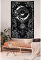 Riyidecor Gothic Vertical Tapestry, Wiccan Witch Wall Hanging Moon Tarot 30Wx50H Inch, Black White Aesthetic Decor