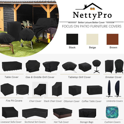 46 16 22 inch, NettyPro Deck Box Cover Outdoor Waterproof Storage Bench Cover for Rectangular Deck Box, x x Black