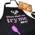 Cooking Apron for Mom with Spatula and Gift Box, Funny Kitchen Apron with 3 Pockets, Mother's Day Gift (Thou Shalt Not