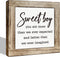 ZPPRJF Farmhouse Sweet Boy Wooden Box Plaque, Freestanding Nursery Decor for Son's Room,