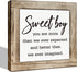 ZPPRJF Farmhouse Sweet Boy Wooden Box Plaque, Freestanding Nursery Decor for Son's Room,