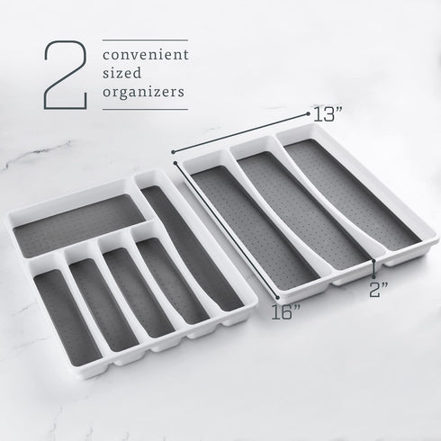Masirs No-Slip Silverware Tray Organizer, Accommodates Different Kitchen Utensil and Cutlery Sizes, Deep Enough to Fit Entire Drawer, (2-PIECE | 9-SECTIONS) by Masirs
