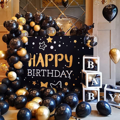 Black and Gold Balloon Garland Kit, 114Pcs Latex Party Balloons for Birthday, New Years, Wedding Decorations