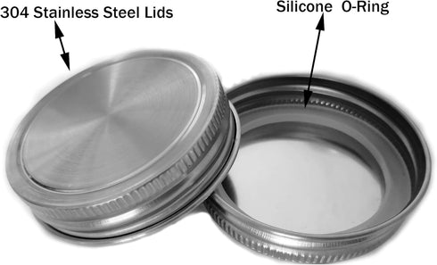 12 Pack Stainless Steel Mason Jar Lids, Reusable and Leak Proof Storage Caps with Silicone Seals for Regular Mouth Jars