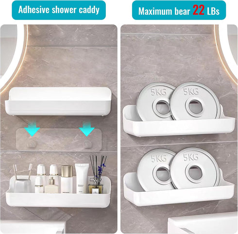 2-Pack CGBE Acrylic Shower Shelves, Large Capacity Adhesive Shower Shelf, No Drilling Adhesive Bathroom Shelf