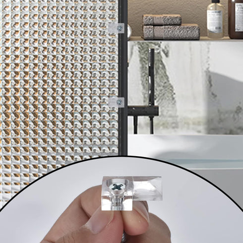 20 Pack Clear Frameless Mirror Holder Clips, 3-4mm Plastic Glass Retainer Clips with Screw and Anchors for Wall