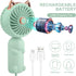 QearFun Handheld Fan Portable, Mini Hand Held Fan with USB Rechargeable Battery, 3 Speed Personal Desk Table Fan with Base, 8-12 Hours Operated Small Makeup Fan for Girls Women Outdoor (Green) by QearFun