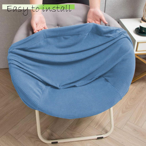 Buenanir Cozy Stretch Saucer Chair Cover - Jacquard Slipcover for Round Moon Chair - Foldable, Protector for Bedroom