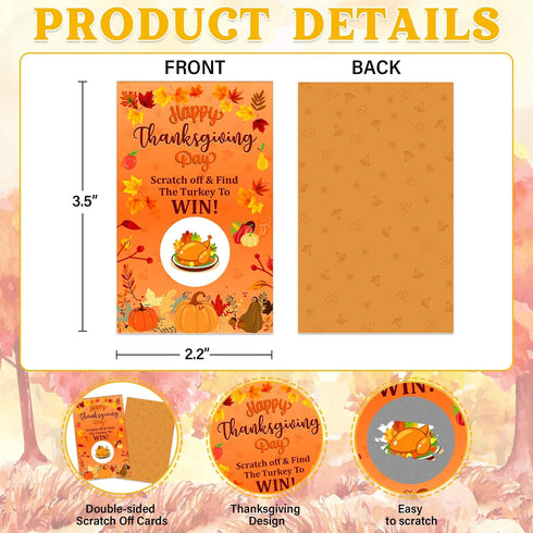 36PCS Thanksgiving Scratch Off Game Cards - Maple Pumpkin Turkey Scratch Off Cards Fall Festival Raffle Card