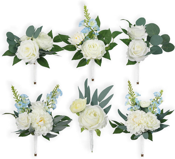 Rinlong 6Pcs Assorted Flower Centerpieces for Wedding Tables Centerpiece Bridesmaid Bouquets Baby