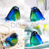 Qf Glass Bird Handmade Blown Glass Figurine, Decorative Ornaments for Home, Blue and Green Paper Weight