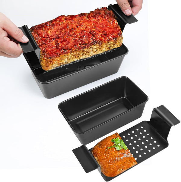 4 Pack Nonstick Meatloaf Pan with Drain Tray, 9x5 Inch Bakeware Pan for Oven Baking Bread and Roasting Meat