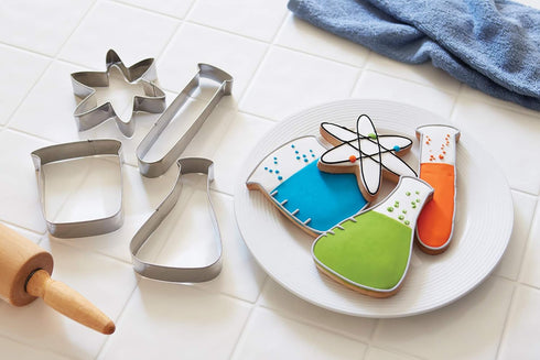Fox Run Chemistry Lab Cookie Cutter Set, Science Cookie Cutters, Set of 4