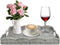 Rectangle Wicker Scalloped Tray, Hand Woven Synthetic Rattan Serving Tray with Handles,