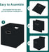 Black Foldable Storage Cubes Bins, Fabric Storage Box Organizer with Dual Handles for Home, Set of 3 (Black)