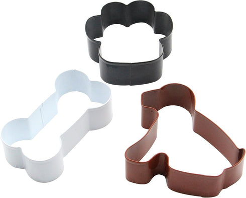 Dog Cookie Cutter Set of 3 - Stainless Steel Dog, Paw Print, and Dog Bone Cutters